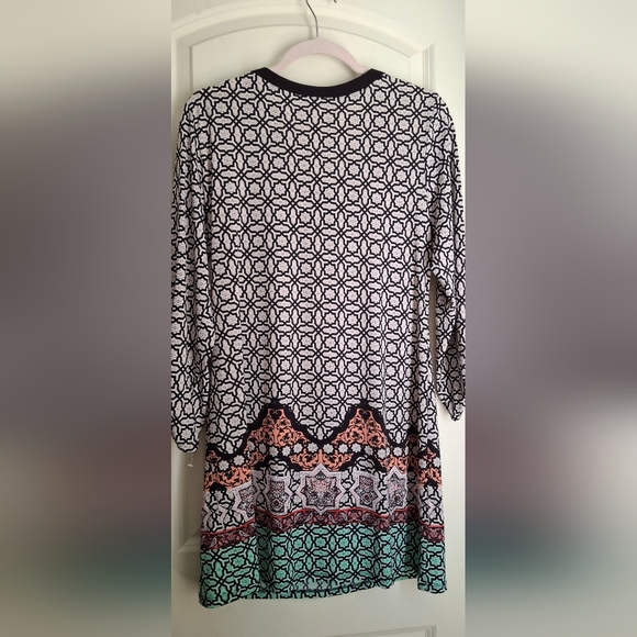 Valerie Stevens Laced Up Top Women's Medium Long Sleeved Shirt Multi Pattern - Picture 2 of 10